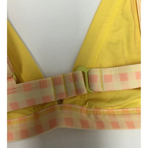 Oneone Bikini Top and Bikini Bottoms Yellow Floral Print Thong Size L/XL NEW - Picture 8 of 13